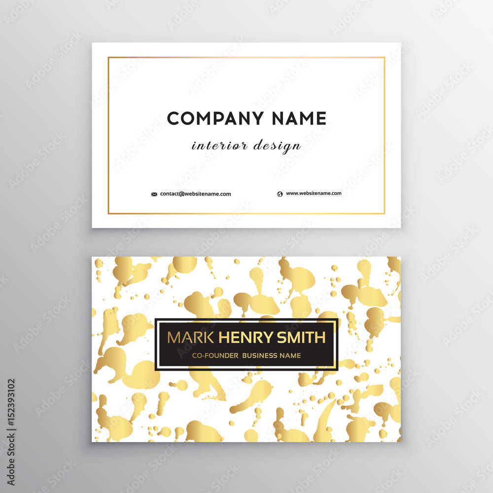 Naklejka premium Vector golden business card with brush splashes