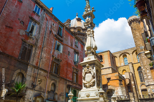 Fototapeta Naklejka Na Ścianę i Meble -  A Square In Naples, Italy