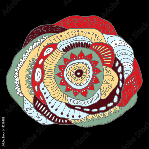 stock vector abstract hand draw  big isolated flower. oriental or arabic, russia art background. template for card. banner