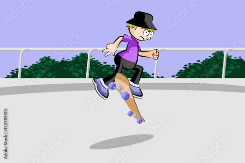 Skateboarder doing a jumping