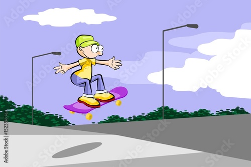 Skateboarder doing a jumping