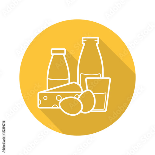Dairy products flat linear long shadow icon