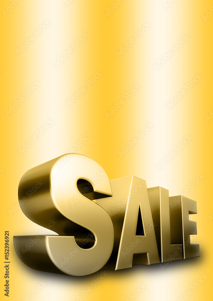 3d Golden SALE text, isolated against the golden background