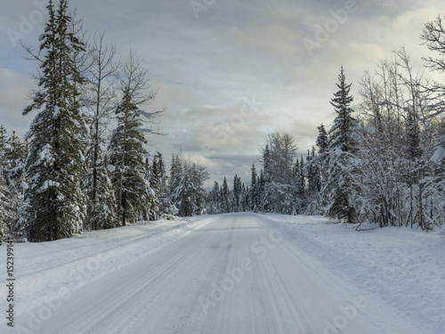 Highway 97 in the winter season, British Columbia, Canada