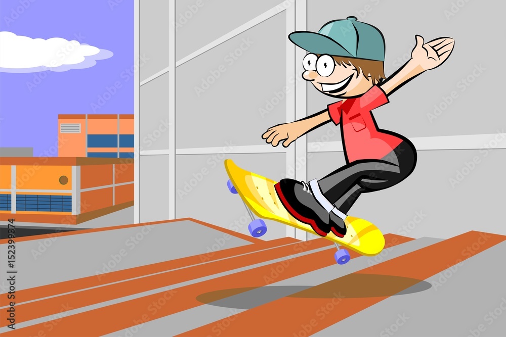 Young boy on skateboard