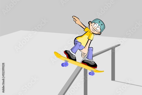 Young boy on skateboard