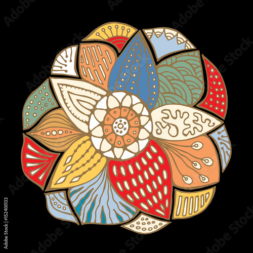 stock vector abstract hand draw  big isolated flower. oriental or arabic, russia art background. template for card. banner