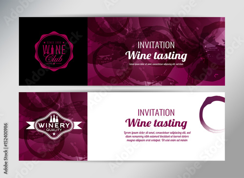 Banner template, flyer or gift certificate for wine event or promotion. Vector design.