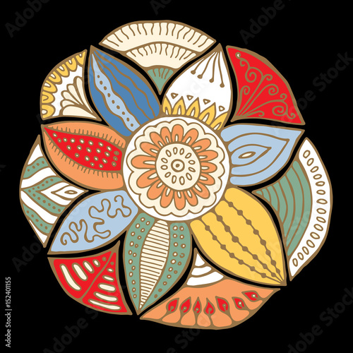 stock vector abstract hand draw  big isolated flower. oriental or arabic, russia art background. template for card. banner