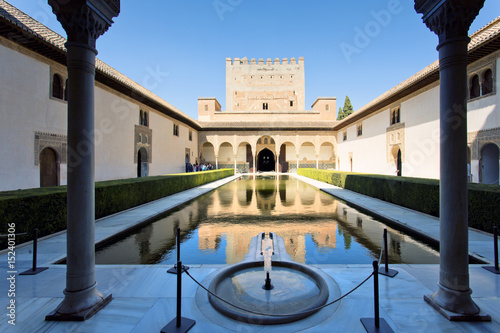 Courtyard of the Myrtles, Patio de los Arrayanes, in Alhambra, Granada photo