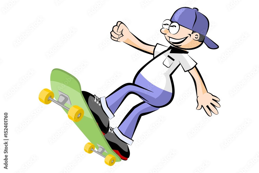 Boy jumping on skateboard - isolated on white Boy jumping on skateboard - isolated on white