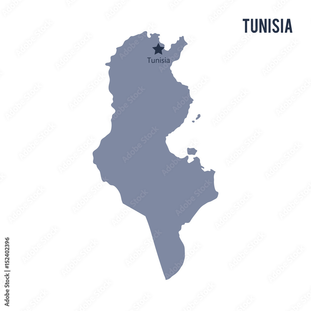 Vector map of Tunisia isolated on white background.