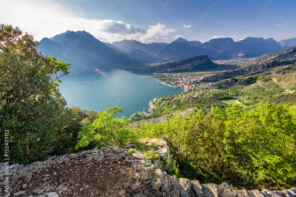 View on the lake garda in north italy with Riva and Torbole