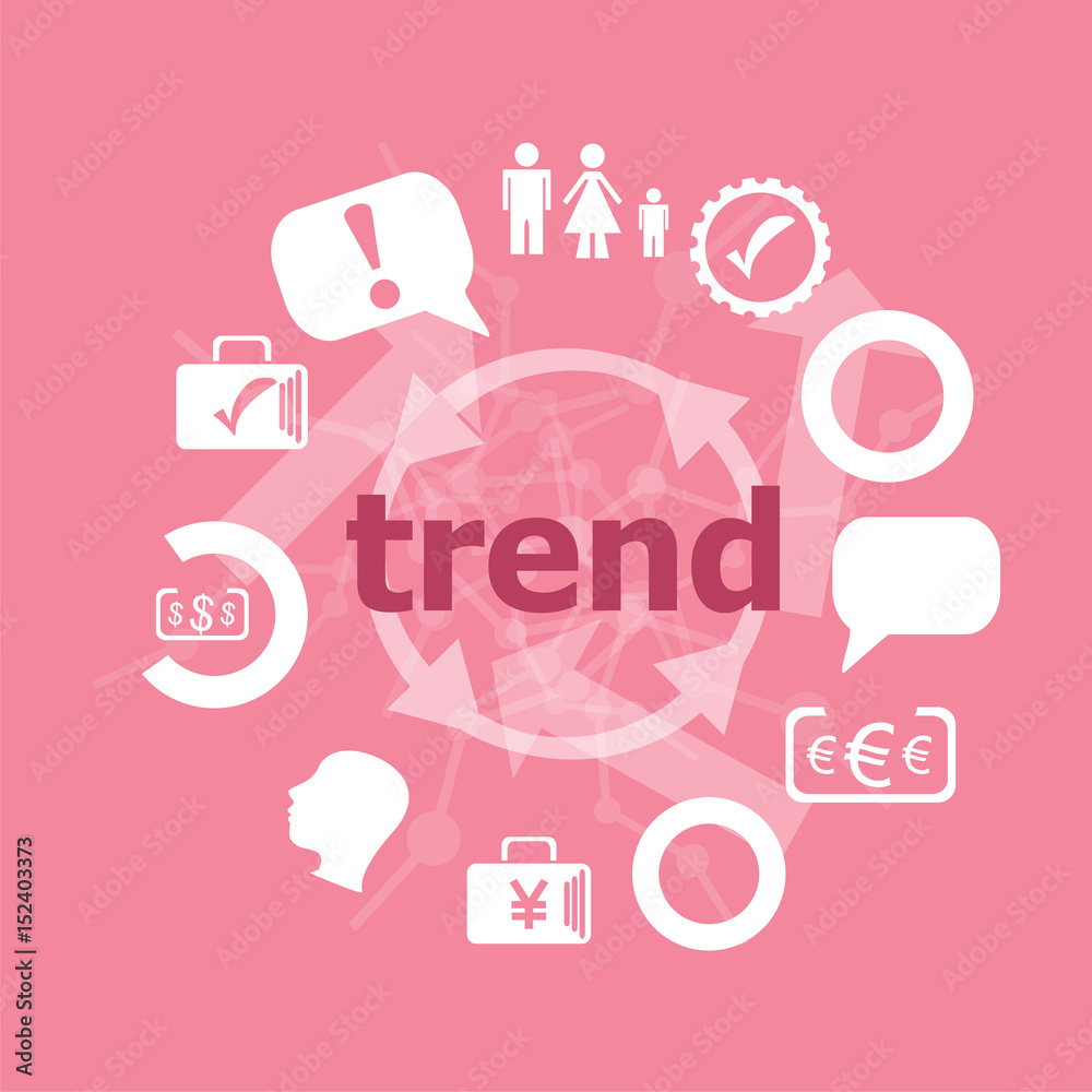 Text trend. Business concept . Set of flat icons for mobile app and web Text trend. Business concept . Set of flat icons for mobile app and web