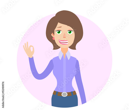Businesswoman showing a okay hand sign
