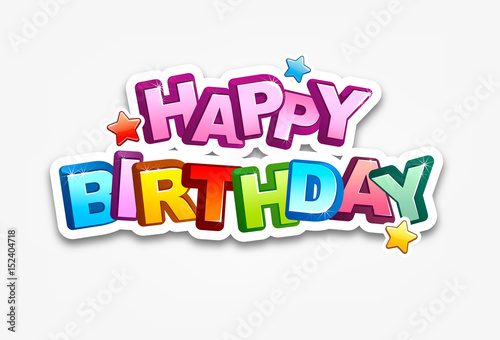 Happy Birthday typography vector illustration. Greeting card, poster. Design template for birthday celebration.