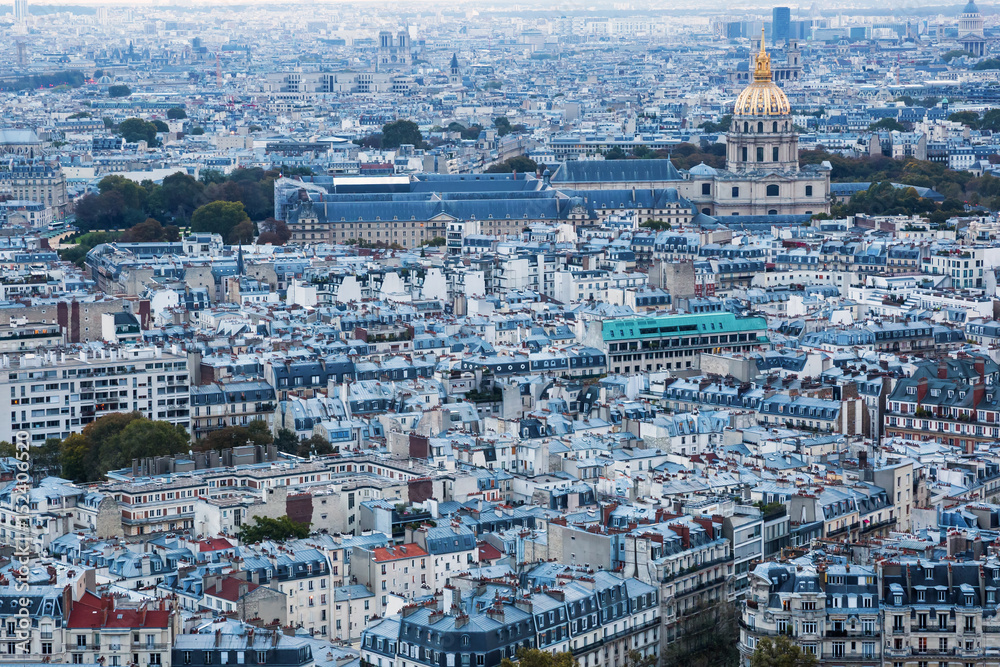 aerial view over Paris, France