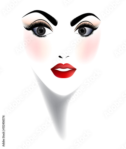 young beautiful woman face on a white background