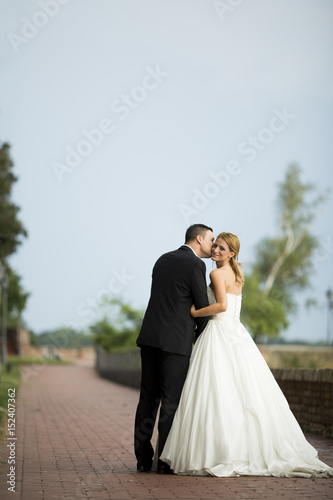 Wedding couple outdoors