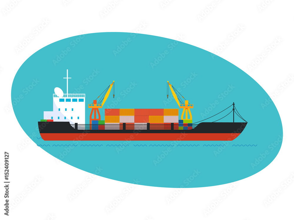 Commercial and passenger cargo ship, with cargo on board. Commercial and passenger cargo ship, with cargo on board.