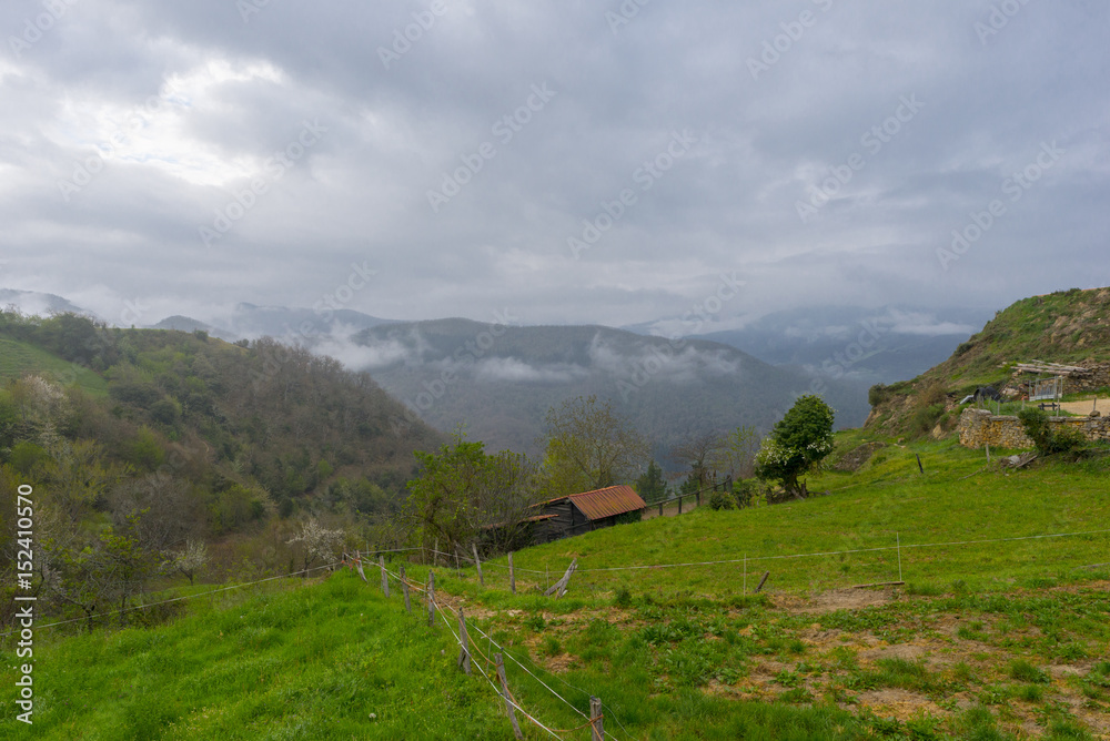 Obraz premium The village of Cambarco in Cantabria, Spain