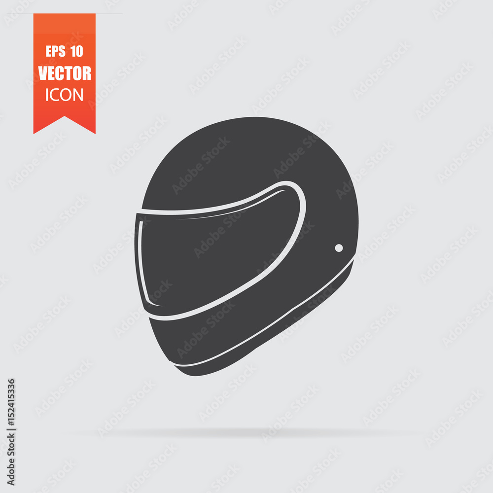 Motorcycle helmet icon in flat style isolated on grey background. Motorcycle helmet icon in flat style isolated on grey background.