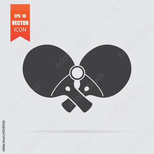 Table tennis icon in flat style isolated on grey background.
