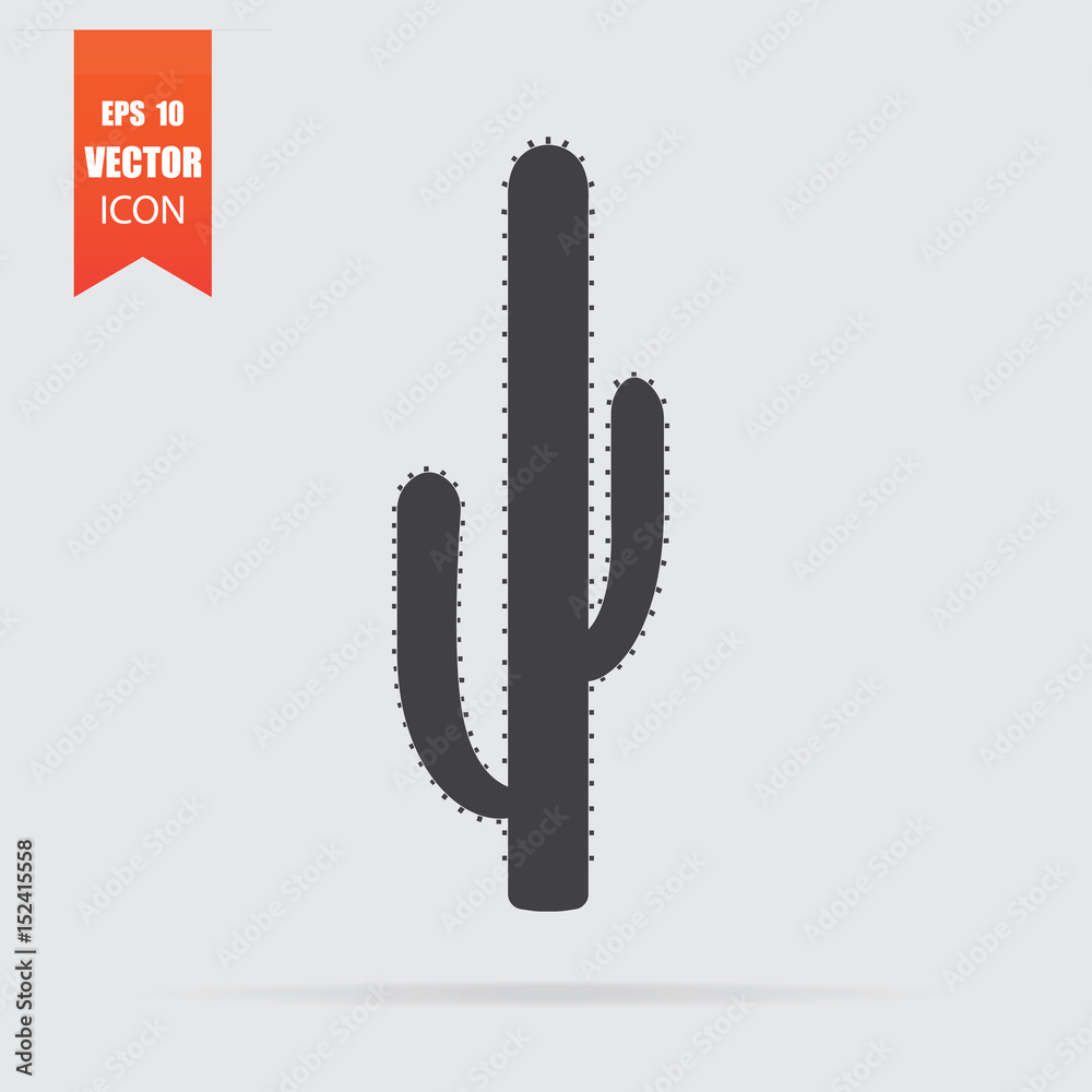 Cactus icon in flat style isolated on grey background. Cactus icon in flat style isolated on grey background.
