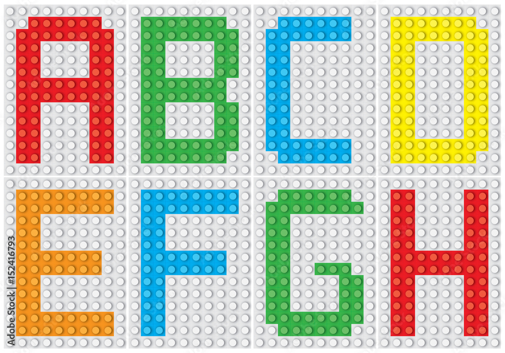 Bricks alphabet set, letters : A B C D E F G H / vector illustration