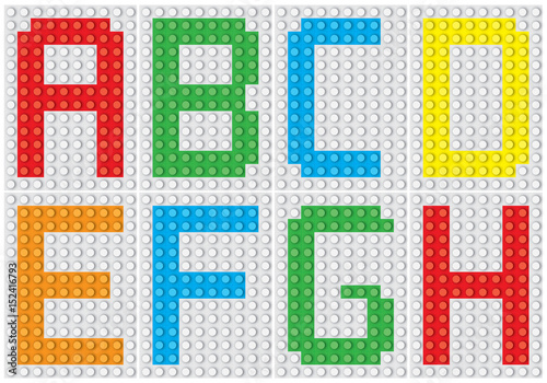 Obraz na płótnie Bricks alphabet set, letters : A B C D E F G H / vector illustration w salonie