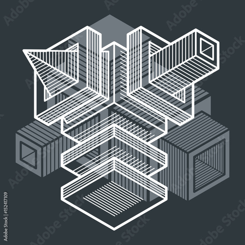 Isometric abstract vector dimensional shape, polygonal figure
