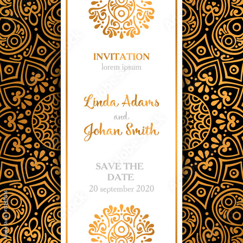 Vector luxury wedding invitation with mandala