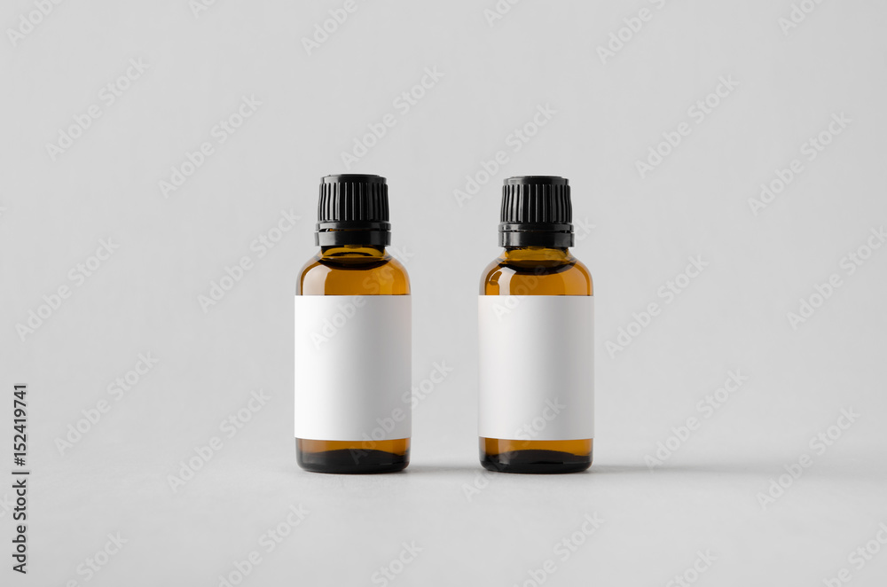 Dropper Bottle Mock-Up - Two Bottles. Blank Label Dropper Bottle Mock-Up - Two Bottles. Blank Label