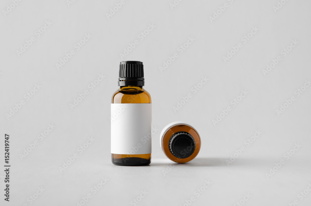 Dropper Bottle Mock-Up - Two Bottles. Blank Label