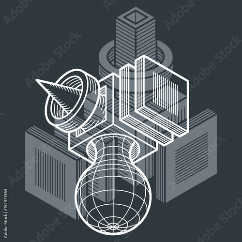 Vector abstract 3d geometric shape, polygonal figure.