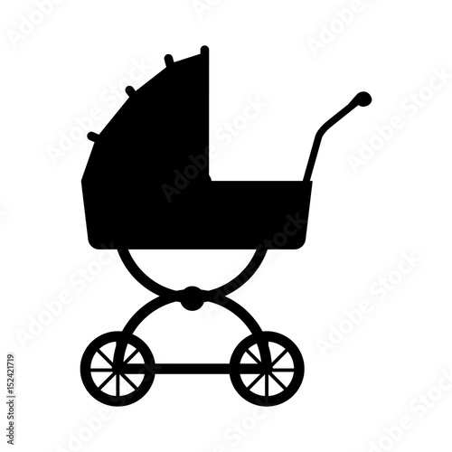 silhouette carriage baby wheel design vector illustration