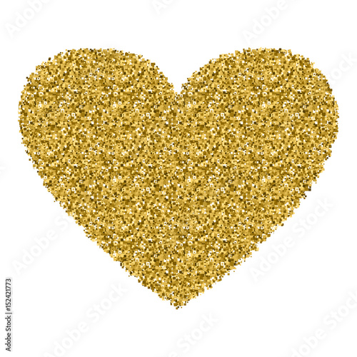 A golden heart. Can be used as a banner, wallpaper, cover or postcard, logo or background, illustration on a T-shirt