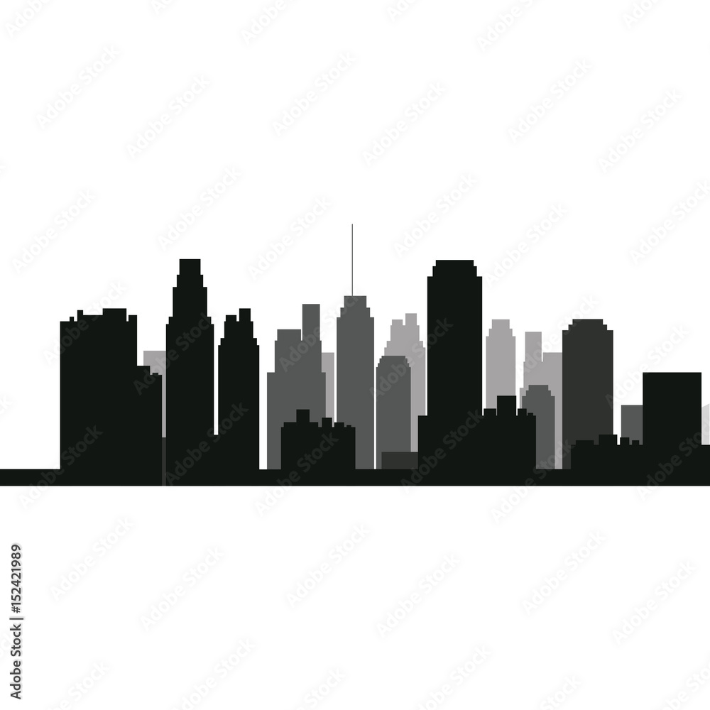 silhouette skyscraper building urban skyline vector illustration