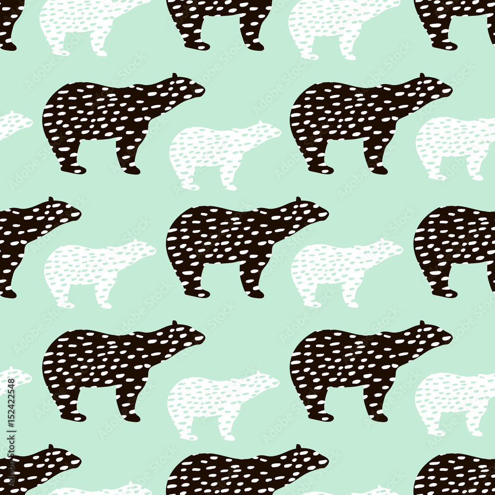 Obraz premium Seamless pattern with polar bear silhouette. Perfect for fabric,textile.Vector background