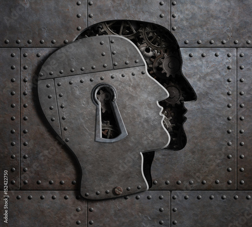 Open brain door with metal ...