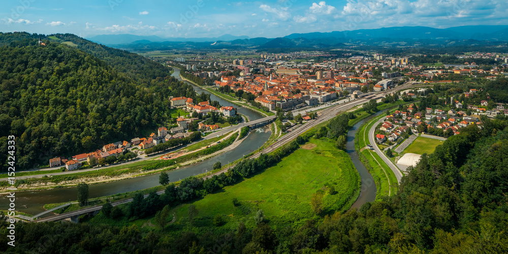 Summer panorama of the old town of Celje, Slovenia