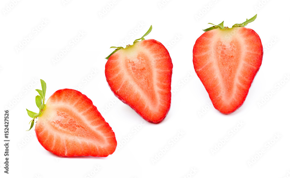 Fresh red strawberries isolated on a white background Fresh red strawberries isolated on a white background