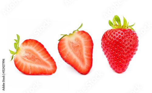 Fresh red strawberries isolated on a white background