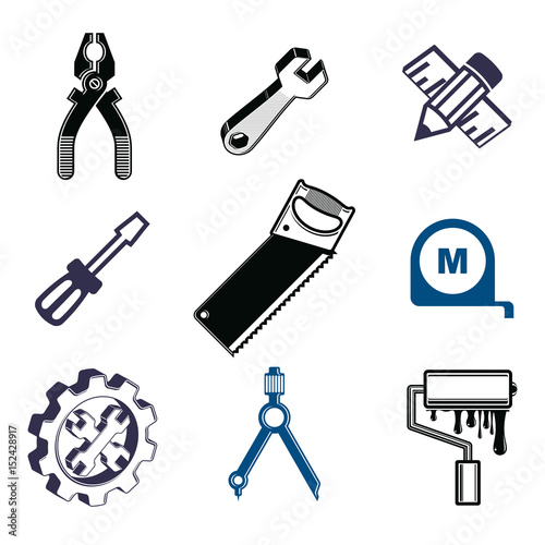 Set of 3d detailed tools, r...