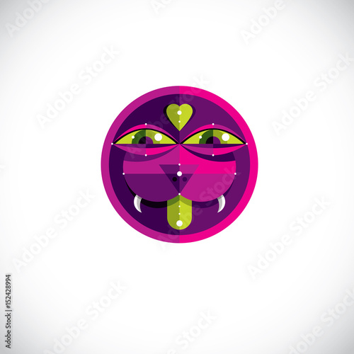 Vector bizarre creature, modern art colorful drawing of imaginative being. Fantastic odd character illustration can be used as user avatar icon or in graphic design.