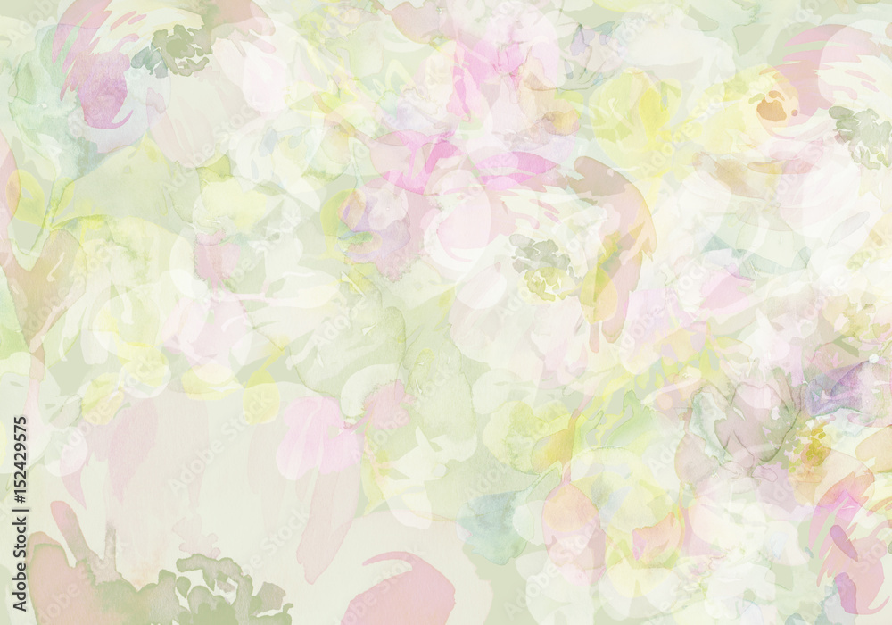 Abstract watercolor background with flowers handmade greeting cards.