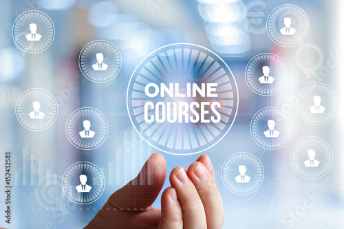 Online course in businessman hand.