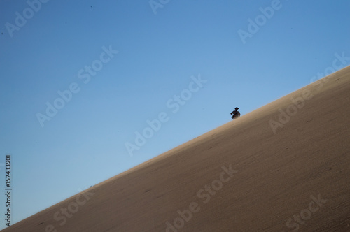One Person Climbing Up Big Daddy Dune, Desert Landscape, Namibia