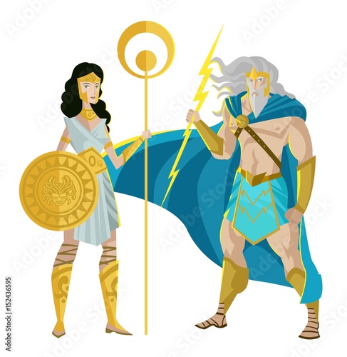 palas athena minerva and jupiter zeus god of the ray greek roman mythology god and goddess