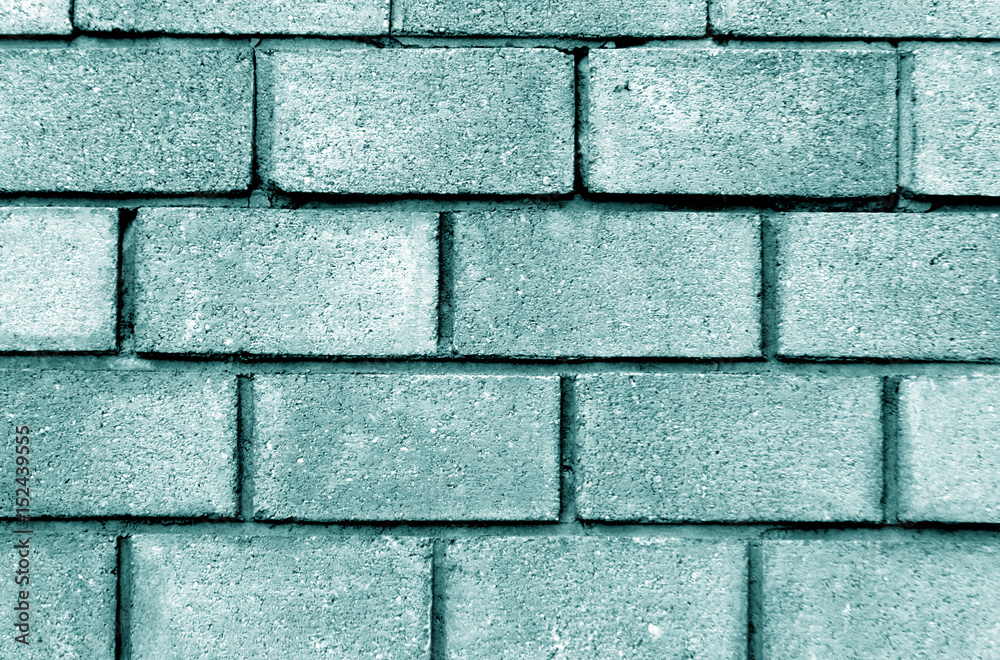 Fototapeta premium Cyan color brick wall pattern.